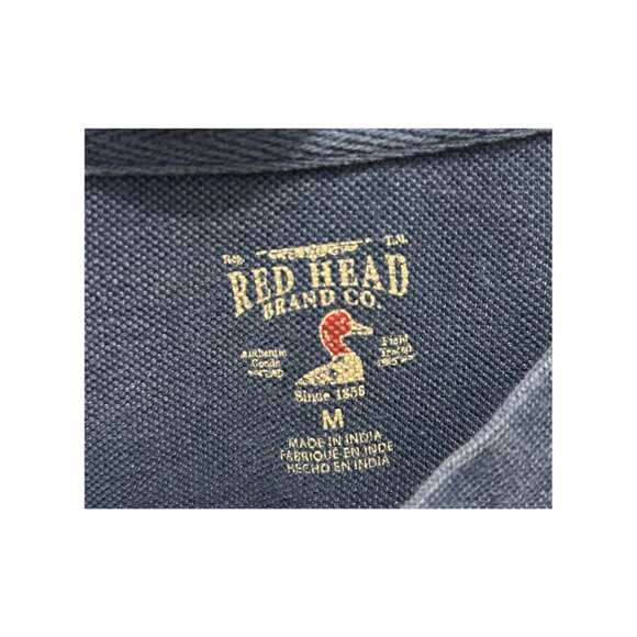 Red Head Henley Shirt Long Sleeve Pullover Men Medium Blue - Picture 4 of 6